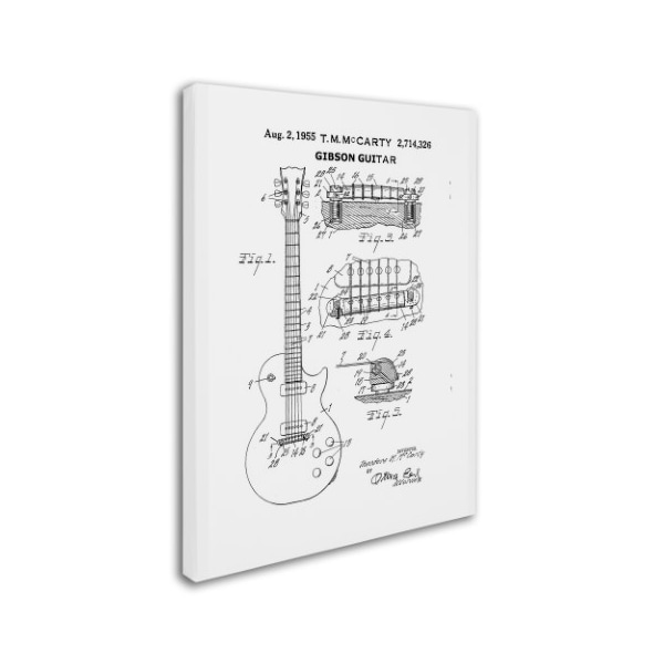 Claire Doherty '1955 Mccarty Gibson Guitar Patent White' Canvas Art,14x19